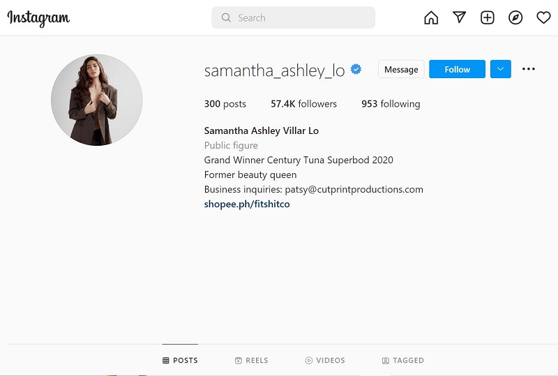 Samantha Ashley has 57.4k followers on Instagram