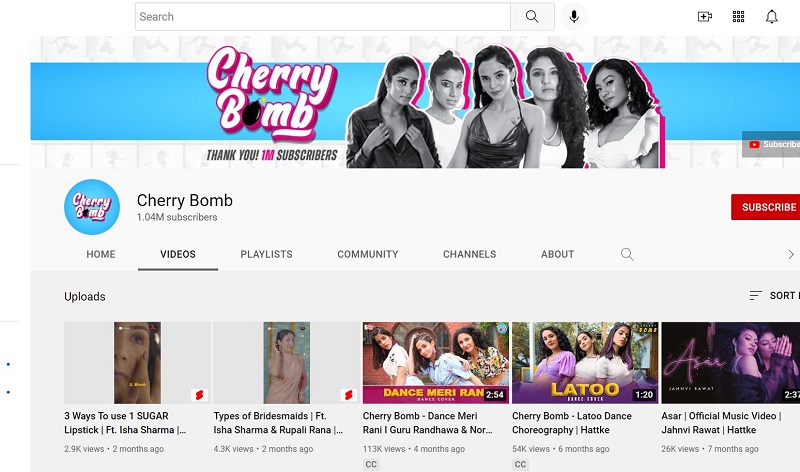 Smrithi Srikanth also runs a YouTube channel Cherry Bomb along with her friends