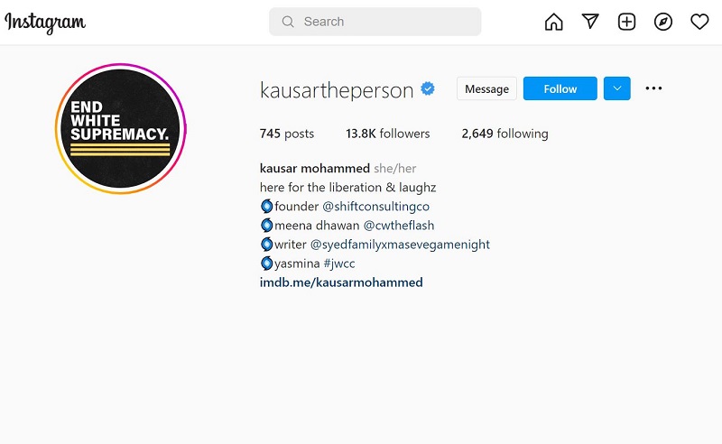 Kausar Mohammed has 13.8k followers on Instagram