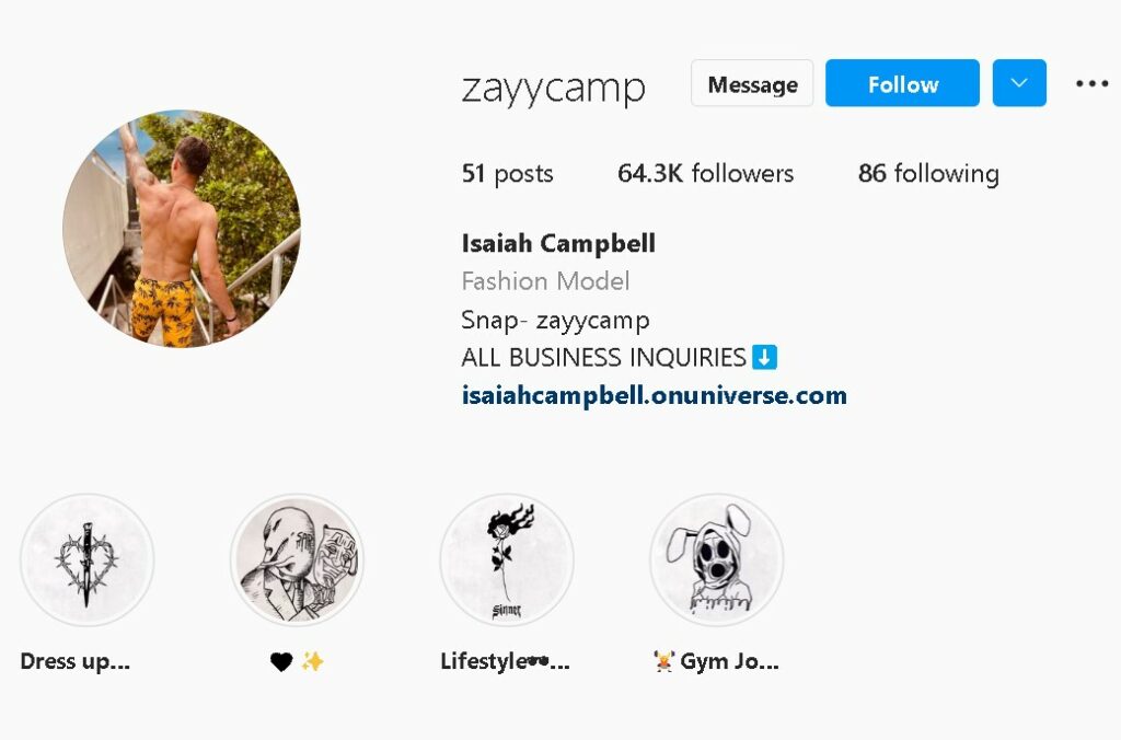 Isaiah Campbell Instagram page