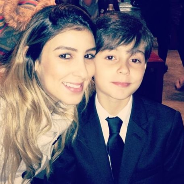 Carolina Santos with her son