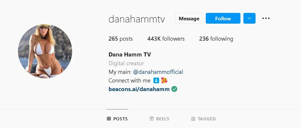 Dana Hamm's second Instagram page