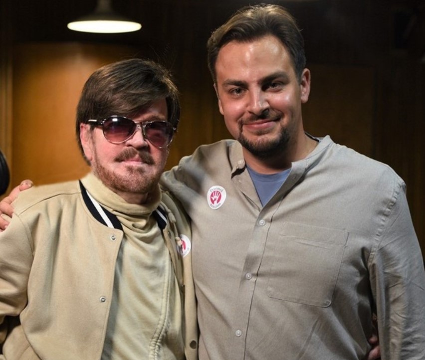 Edward Hulewicz with his friend