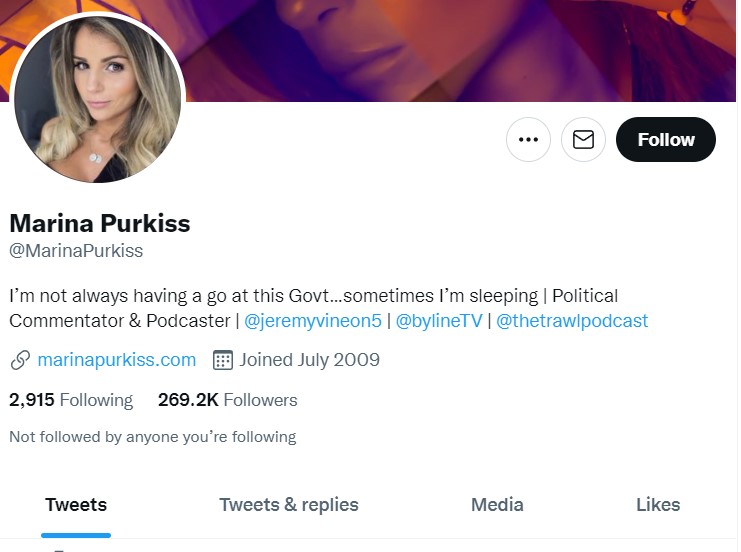 Marina Purkiss s twitter page