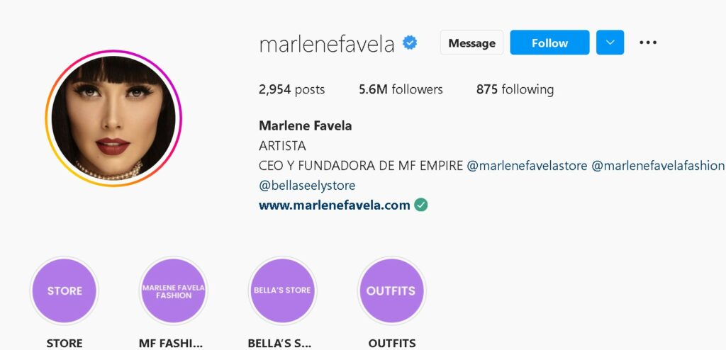 Marlene Favela Instagram page