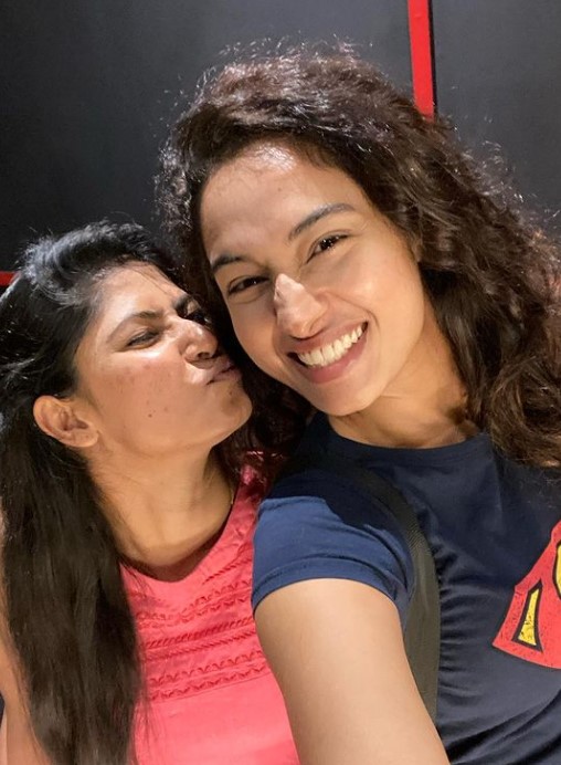 Neha Chowdary with her friend