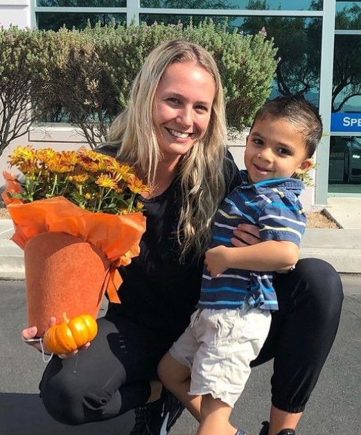 Olivia Peters with a kid