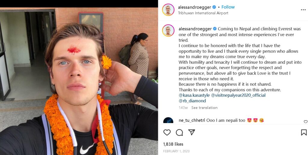 Alessandro Egger went to Nepal