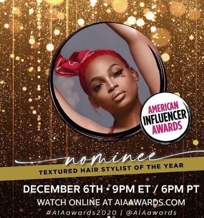 Alonzo nominated for American Influencer Award in 2020