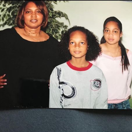 An old image of Alonzo with her mom and sister