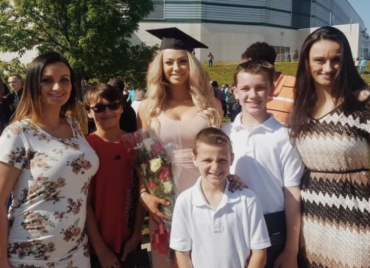 An old image of Bri Stern (center with black cap) with her family members