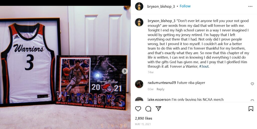 Bryson Bishop Instagram post