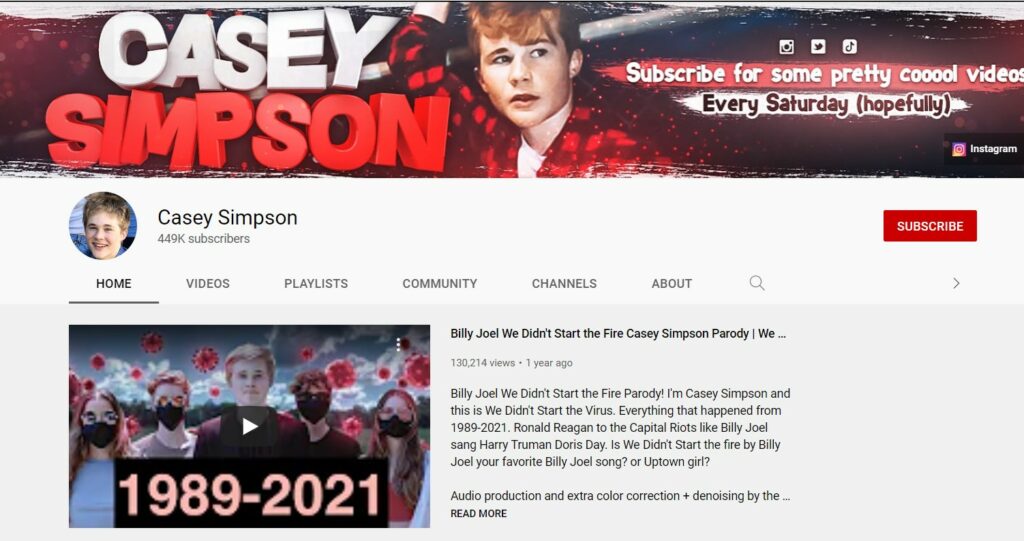 Casey Simpson is a YouTuber