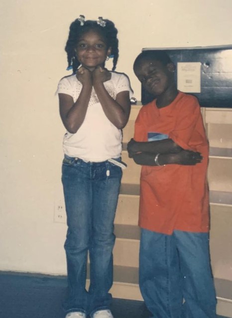 Childhood image of Dominique Thorne and her brother Ky-Mani