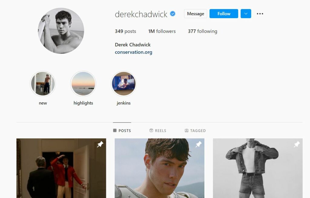 Derek Chadwick's Instagram profile