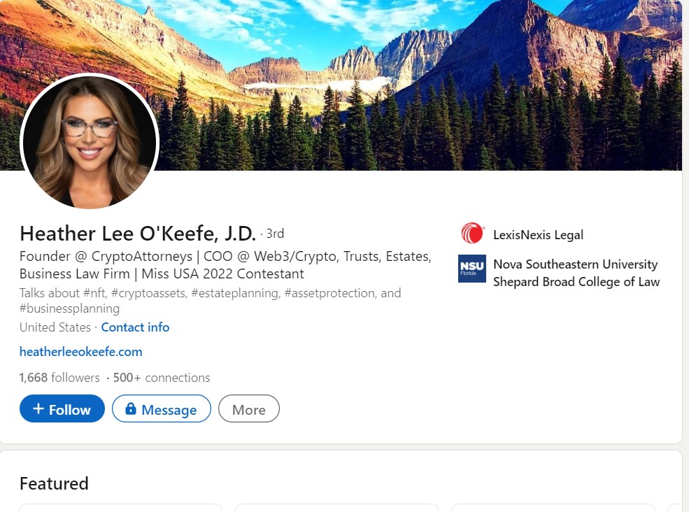 Heather Lee O’Keefe linkedIn page