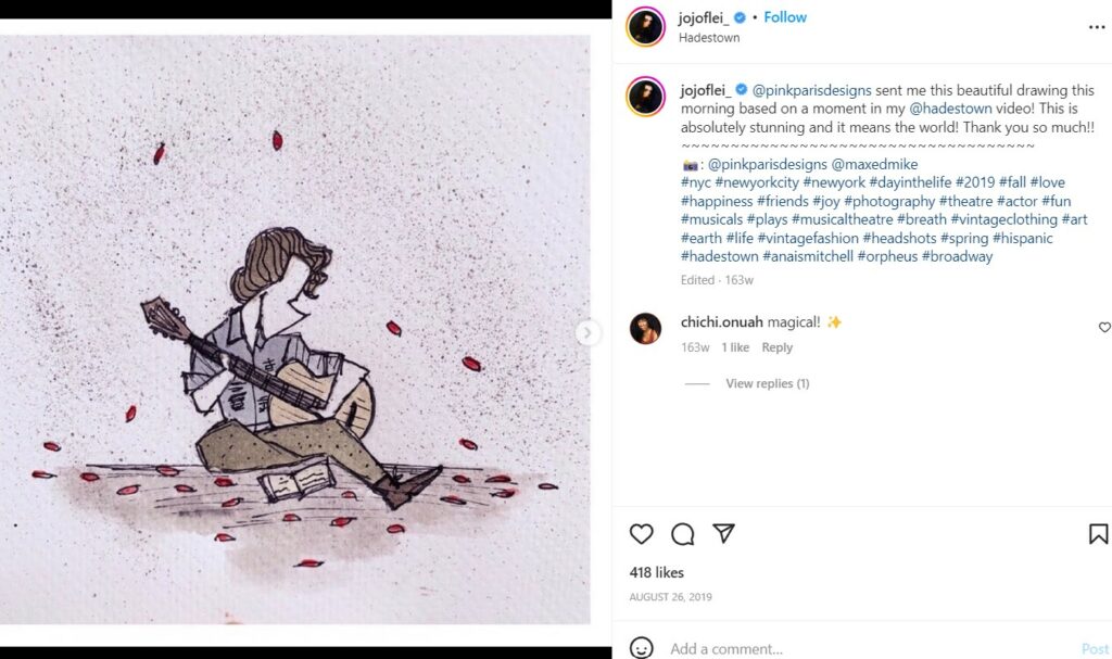 Jojo Fleites receiveed a drawing from their fan