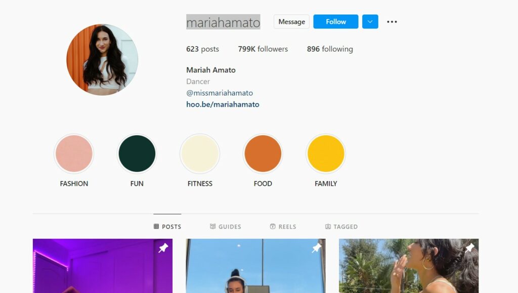 Maria Amato Instagram page