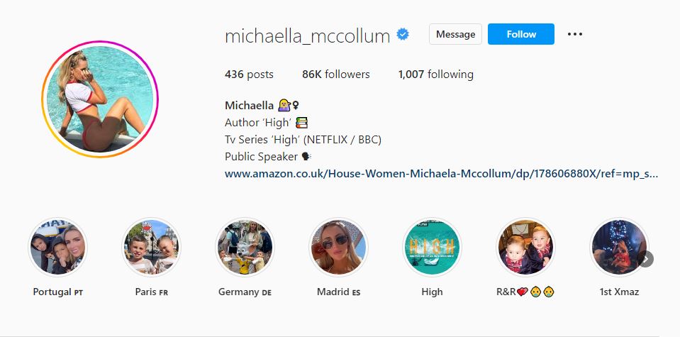 Michaella McCollum's Instagram profile