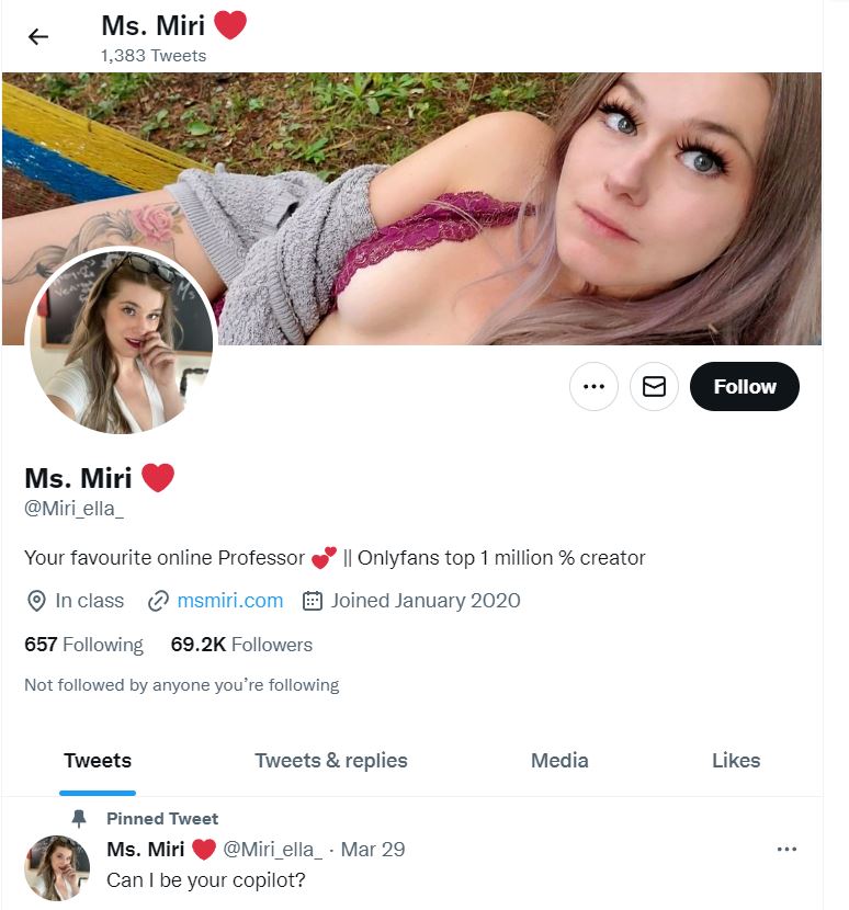 Ms. Miri's Twitter profile