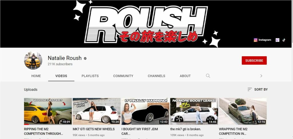 Natalie's YouTube channel