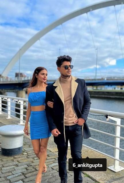 Priyanka Chahar Choudhary with her fellow actor Ankit Gupta