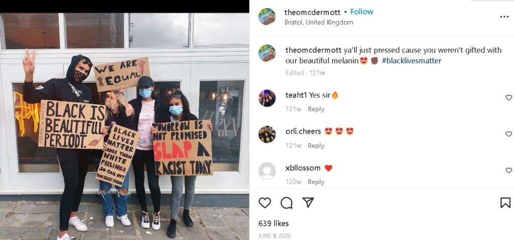 Theo McDermott supported Black Lives Matter protest