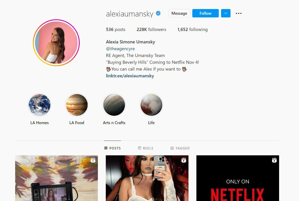 Alexia Umansky's Instagram profile