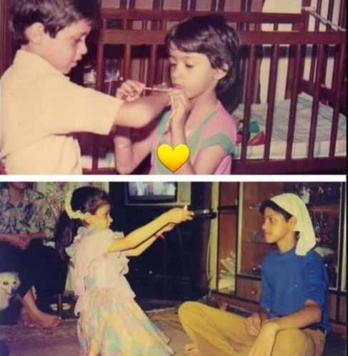 Childhood image of Alesia with her brother