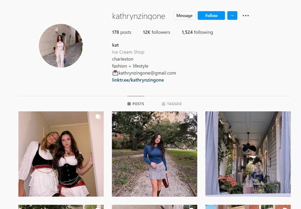 Kathryn Zingone's Instagram profile