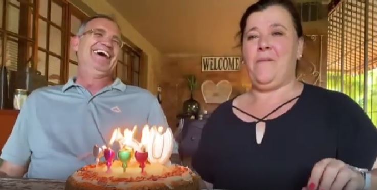Kyle's father (Marius Viljoen) and mother (Berniece Viljoen) celebrating their 31st anniversary