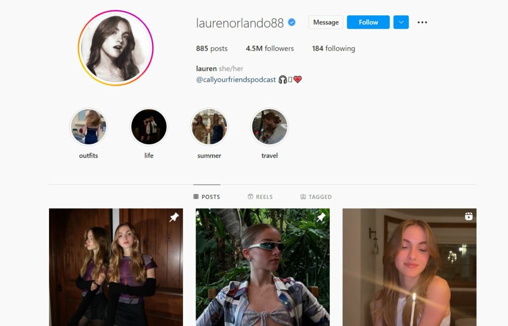 Lauren Orlando's Instagram profile