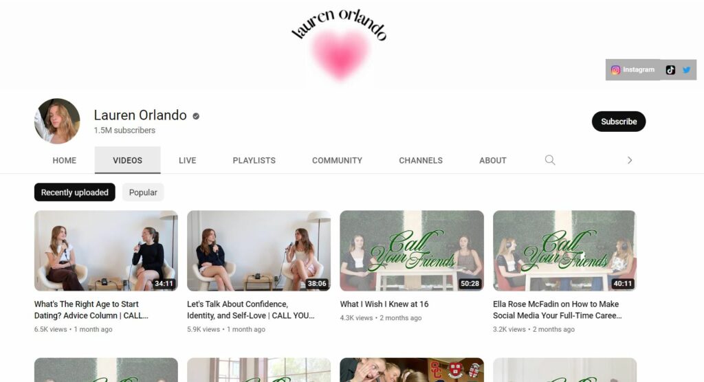 Lauren Orlando's YouTube Channel