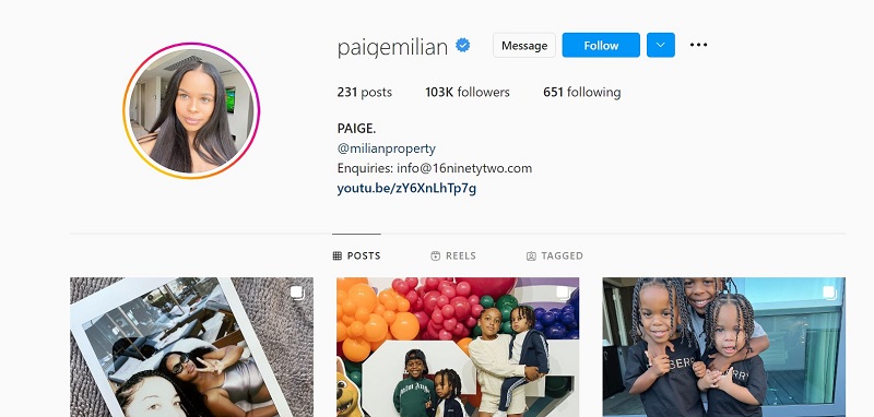 Paige Milian Instagram account