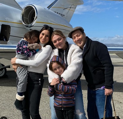 Patricia Azarcoya Schneider with her spouse Rob Schneider and two daughters Miranda Scarlett Schneider and Madeline Robbie Schneider