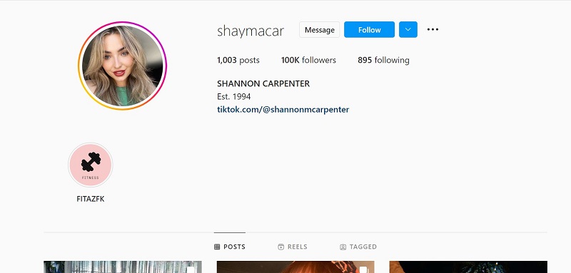 Shannon Carpenter Instagram account