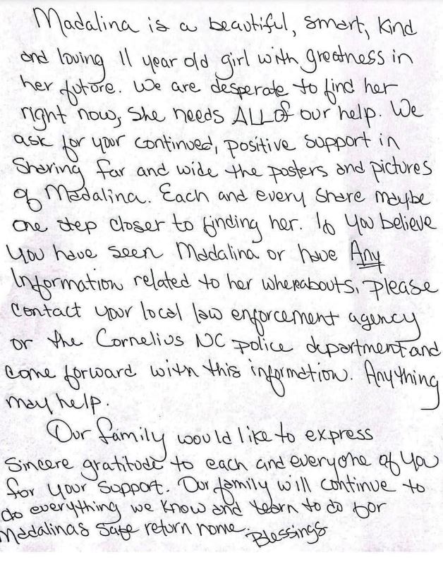 A letter from Madalina's family members 2