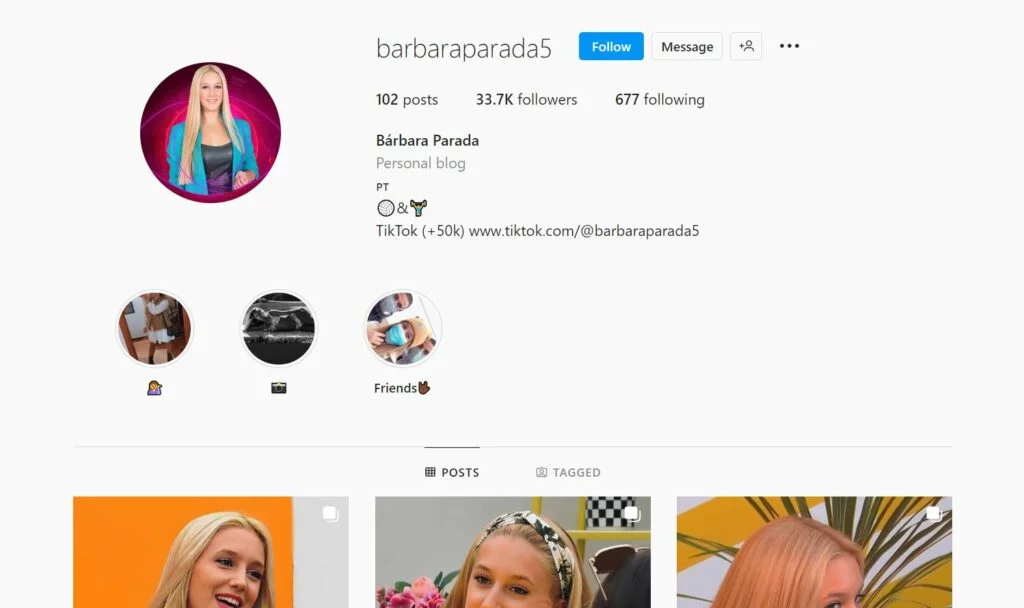 Bárbara's Parada's Instagram profile