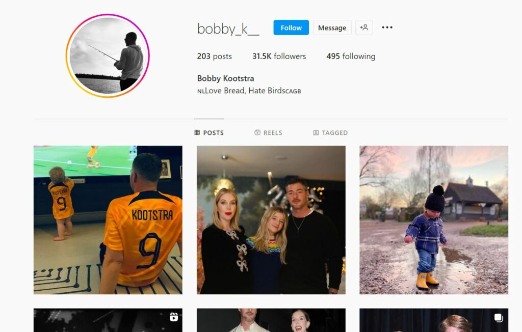Bobby Kootstra's Intagram profile