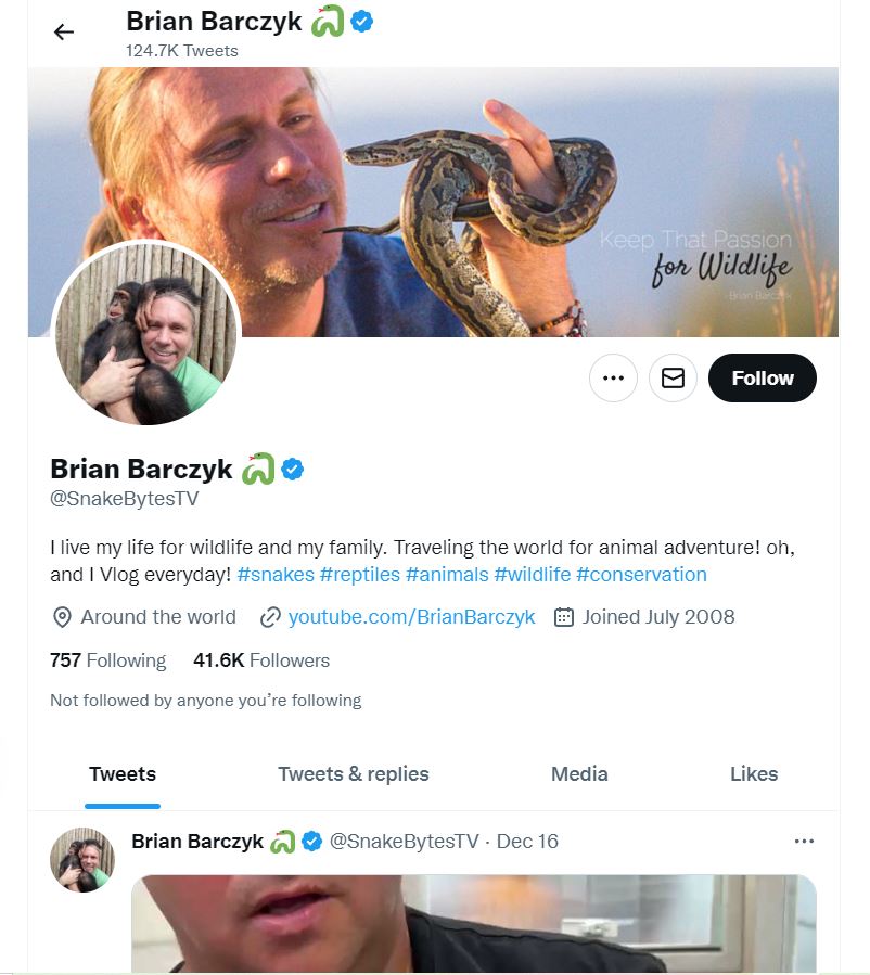 Brian Barczyk's Twiiter profile