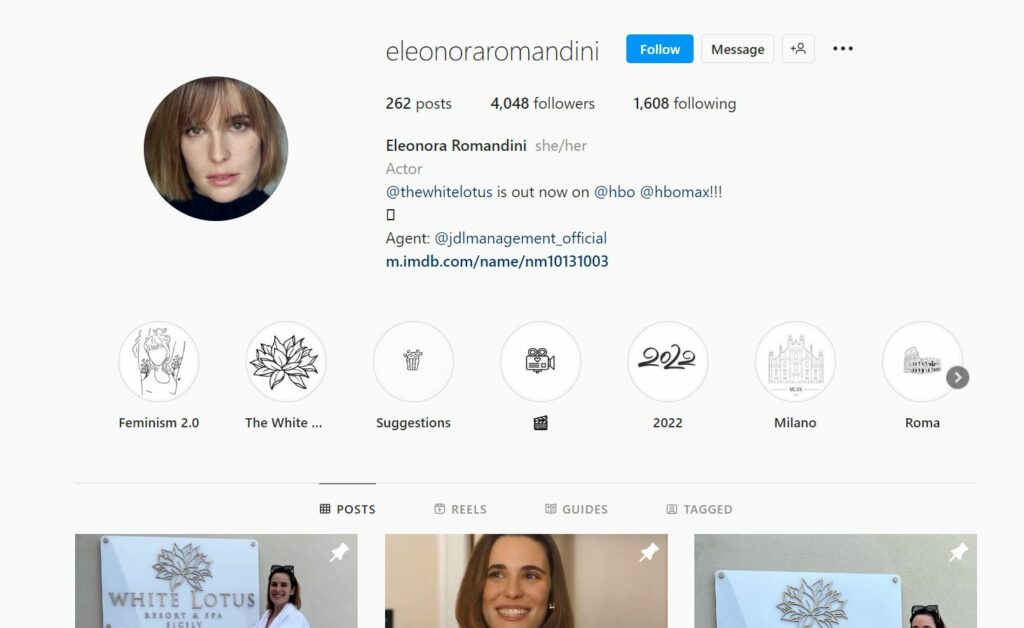 Eleonora's Instagram profile