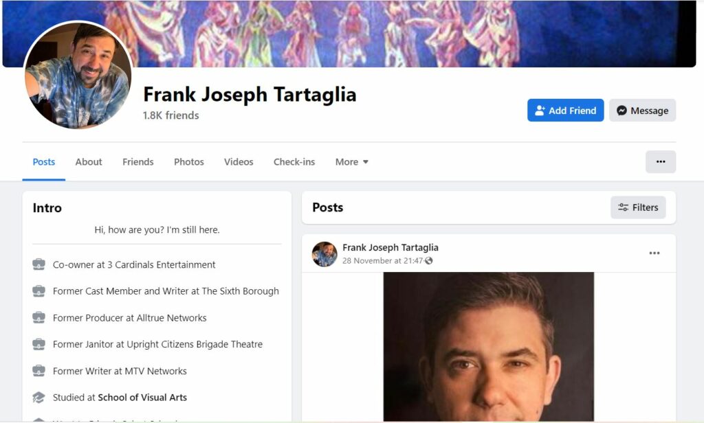Frank Joseph's Facebook profile