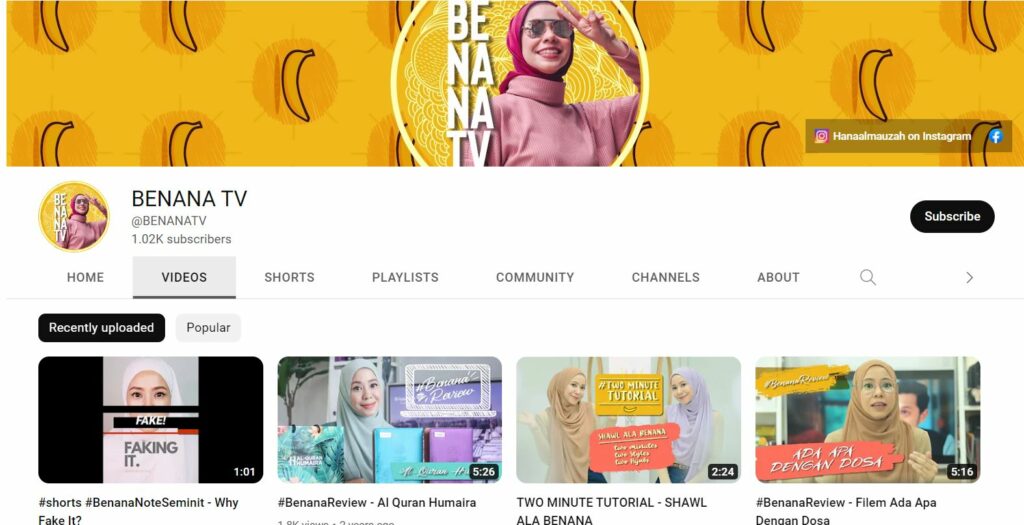 Hana Ismail's YouTube channel