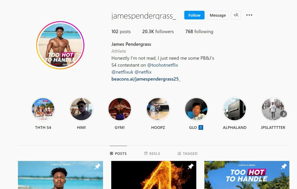 James Pendergrass's Instagram profile