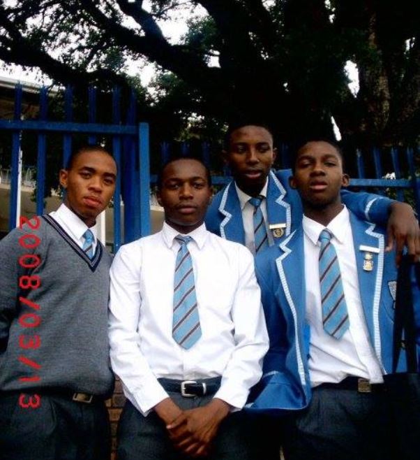 Lawrence Maleka with his school friends