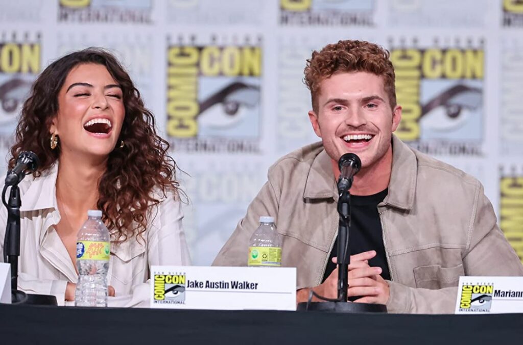 Lisette Olivera with her co-actor Jake Austin Walker during an interview