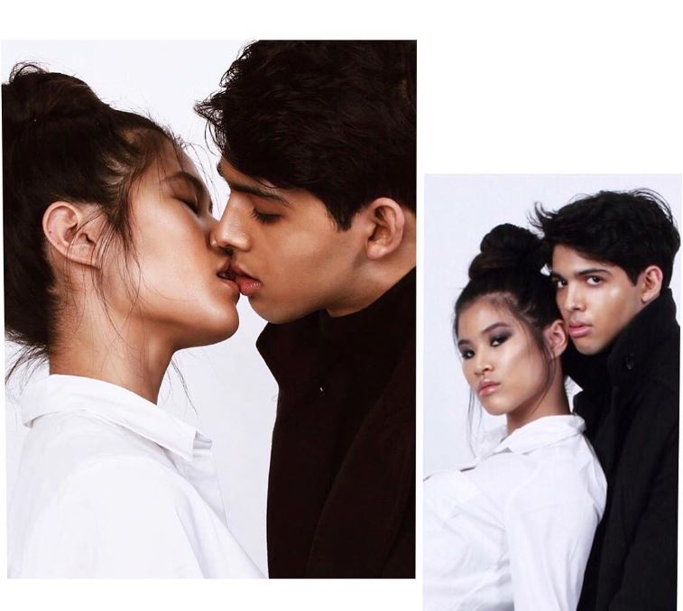 Luca Oriel and his girlfriend Justine Biticon during a photoshoot