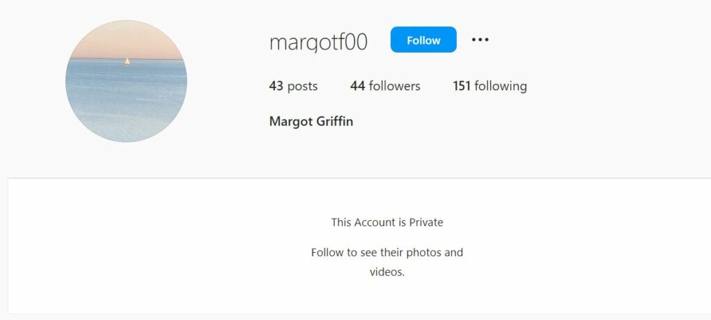 Margot Griffin's Instagram profile