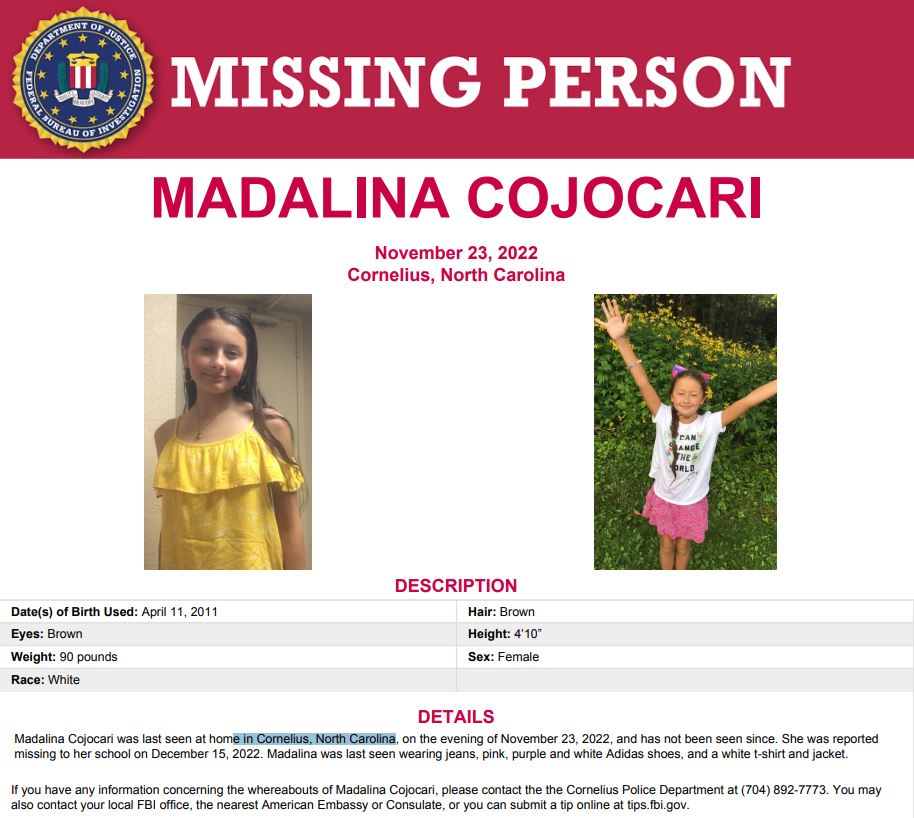 Missing complaint of Madalina Cojocari