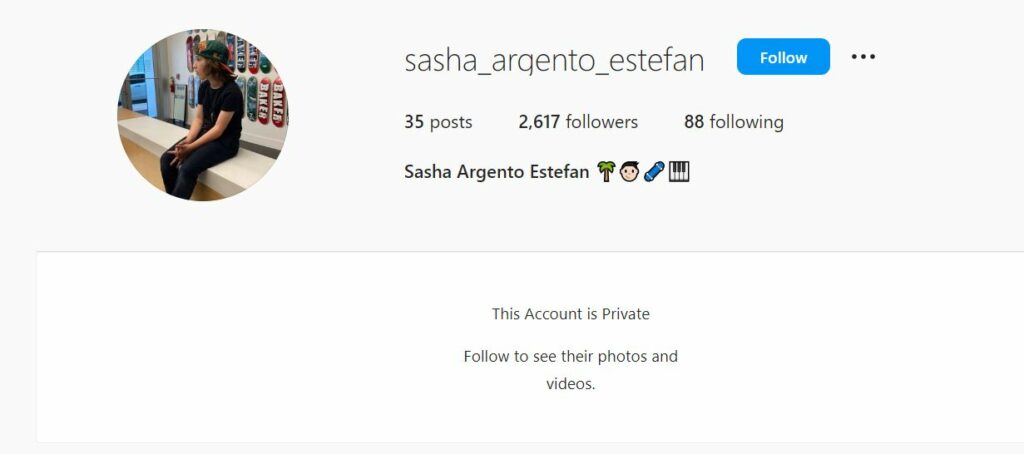 Sasha Coppola's Instagram profile